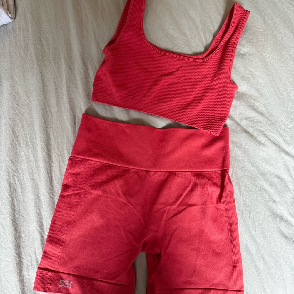 SET Active Vibrant Red Ribbed Set - image 2